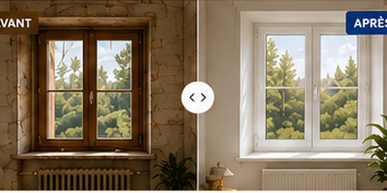 Comparaison avant et après remplacement d'une fenêtre